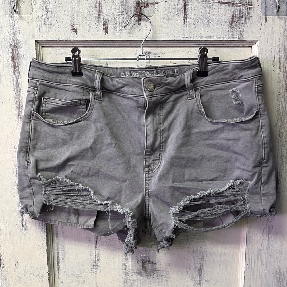 American Eagle Outfitters Distressed Gray Jean Shorts